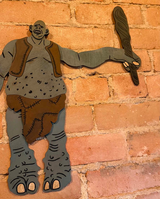 Mountain Troll Wooden Sign with Winging Legs