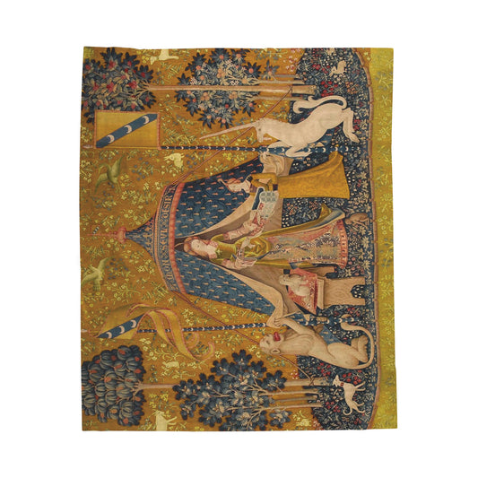 Velveteen Plush Lady and the Unicorn Tapestry Blankets