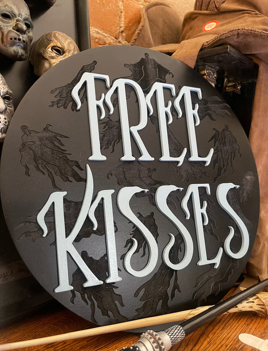 Free Kisses Wood Round