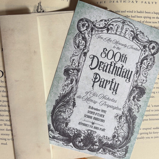 Deathday Party Headstone and Invitation