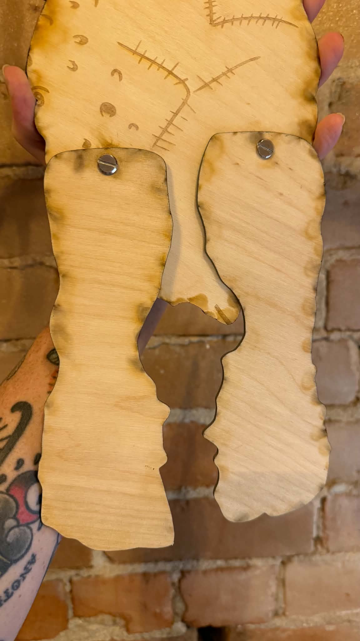 Mountain Troll Wooden Sign with Winging Legs