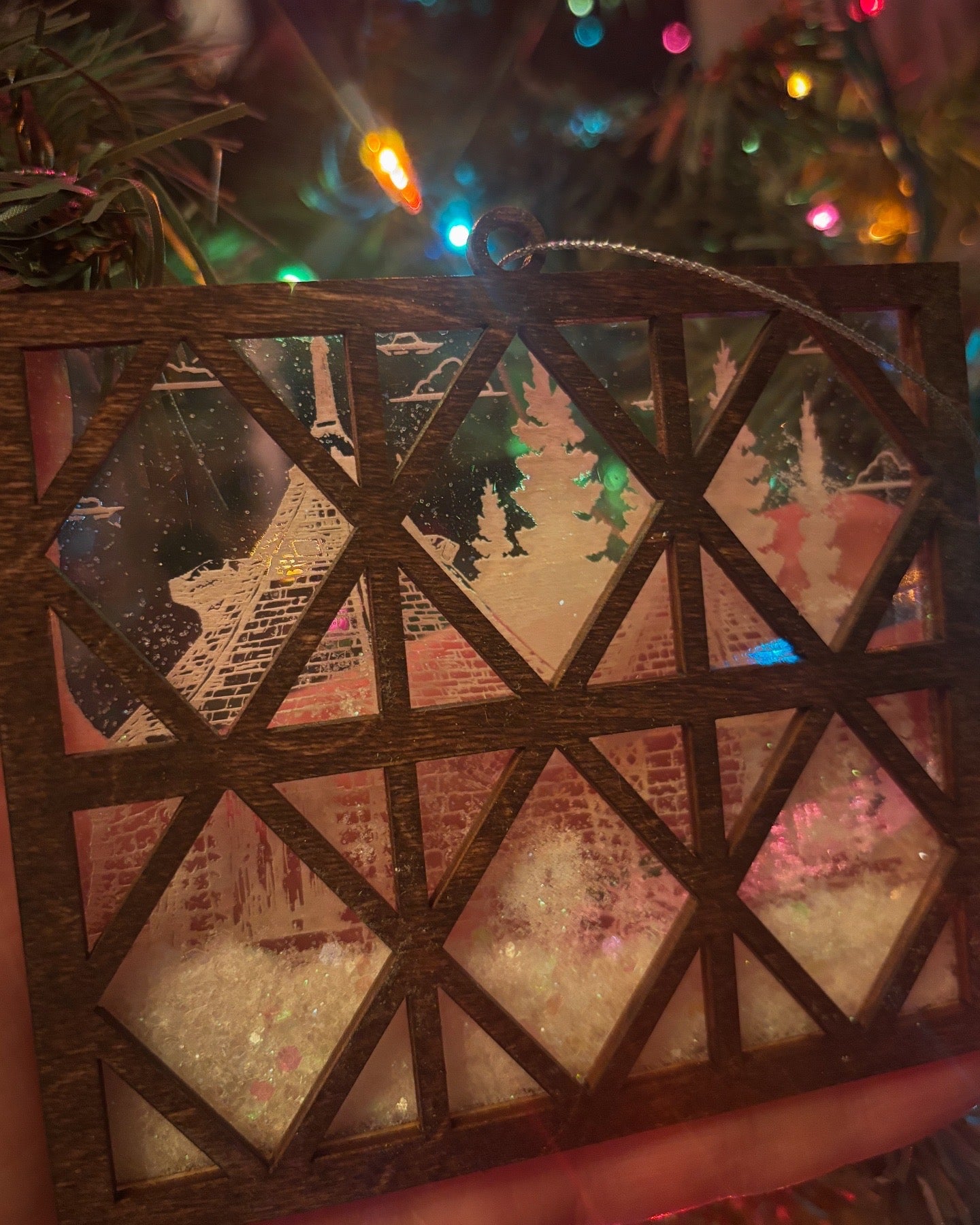 Snowy Window Scene Ornament