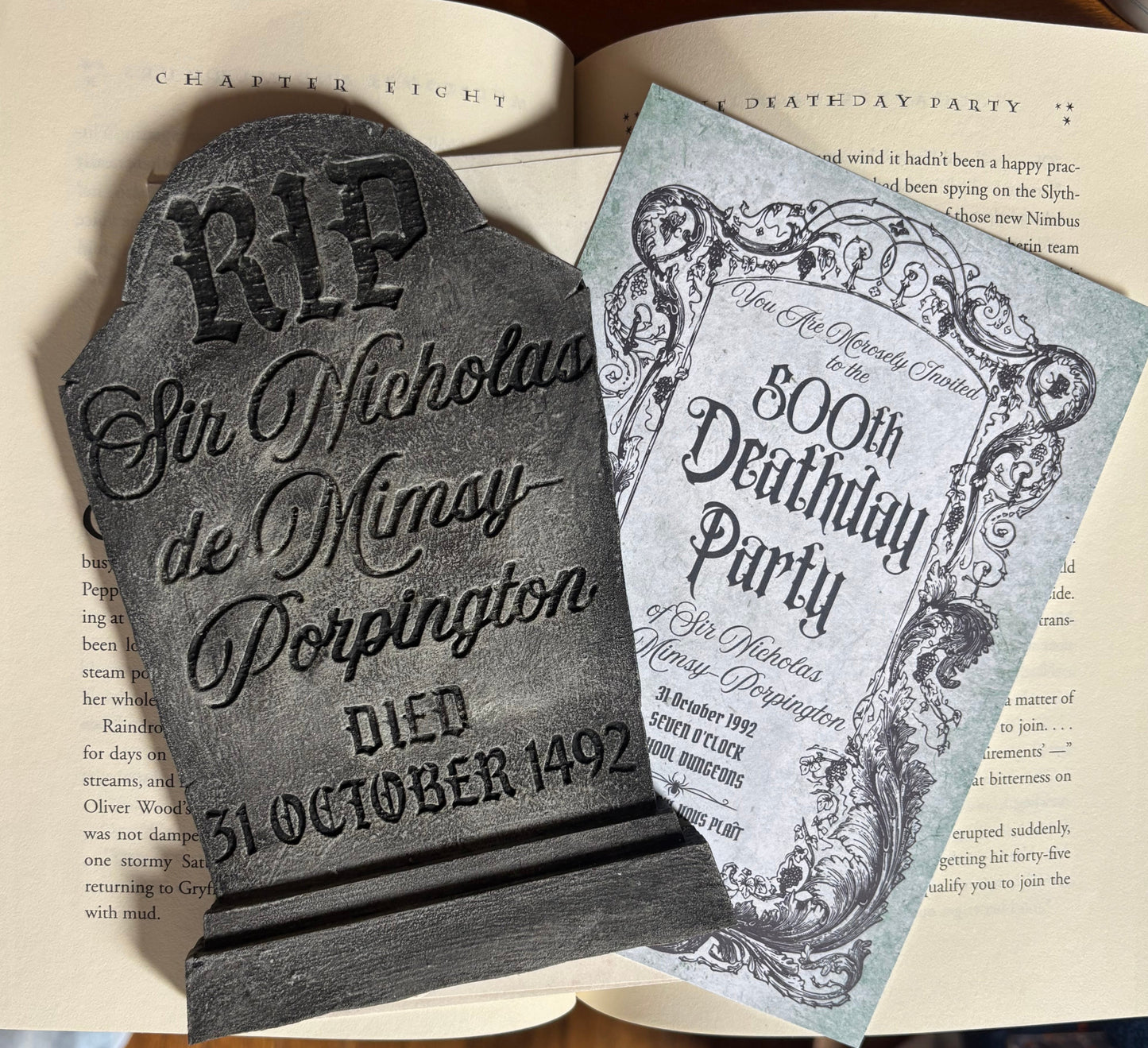 Deathday Party Headstone and Invitation